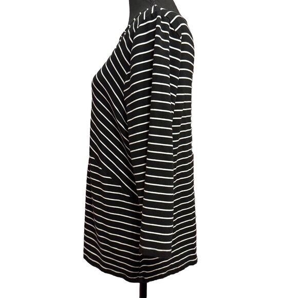 Talbots Blouse XL Womens Top Bandage Style Black White Geometric Office Casual - Picture 3 of 7